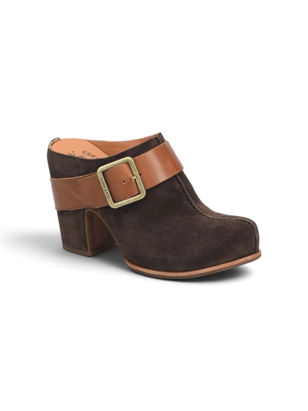NWOT Kork-Ease Shanaya Brown Suede Boho Fall Mule Leather Buckle Women’s Size 9